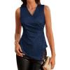 imageGRACE KARIN Womens 2024 Sequin Sparkly Tops Sleeveless V Neck Ruched Asymmetrical Sparkle Glitter Party Shirts TopsNavy Blue