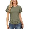 imageGRACE KARIN Womens Summer Tops Ruffle Sleeve Basic T Shirts Dressy Casual Ruched Work Blouses Trendy Clothes 2025Army Geen
