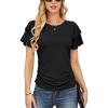 imageGRACE KARIN Womens Summer Tops Ruffle Sleeve Basic T Shirts Dressy Casual Ruched Work Blouses Trendy Clothes 2025Black