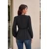 imageGRACE KARIN 2024 Womens Elegant Peplum Tops V Neck Tie Front Long Sleeve Shirts Tops BlouseBlackl43