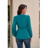 imageGRACE KARIN 2024 Womens Elegant Peplum Tops V Neck Tie Front Long Sleeve Shirts Tops BlouseBlue Greenl43