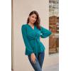 imageGRACE KARIN 2024 Womens Elegant Peplum Tops V Neck Tie Front Long Sleeve Shirts Tops BlouseBlue Greenl43