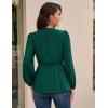 imageGRACE KARIN 2024 Womens Elegant Peplum Tops V Neck Tie Front Long Sleeve Shirts Tops BlouseDark Greenl43