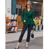 imageGRACE KARIN 2024 Womens Elegant Peplum Tops V Neck Tie Front Long Sleeve Shirts Tops BlouseDark Greenl43