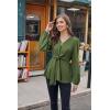 imageGRACE KARIN 2024 Womens Elegant Peplum Tops V Neck Tie Front Long Sleeve Shirts Tops BlouseOlive Greenl43