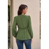 imageGRACE KARIN 2024 Womens Elegant Peplum Tops V Neck Tie Front Long Sleeve Shirts Tops BlouseOlive Greenl43