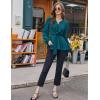 imageGRACE KARIN 2024 Womens Elegant Peplum Tops V Neck Tie Front Long Sleeve Shirts Tops BlousePeacock Bluel43