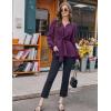 imageGRACE KARIN 2024 Womens Elegant Peplum Tops V Neck Tie Front Long Sleeve Shirts Tops BlousePurplel43