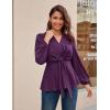 imageGRACE KARIN 2024 Womens Elegant Peplum Tops V Neck Tie Front Long Sleeve Shirts Tops BlousePurplel43