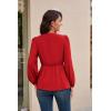 imageGRACE KARIN 2024 Womens Elegant Peplum Tops V Neck Tie Front Long Sleeve Shirts Tops BlouseRedl43