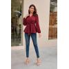 imageGRACE KARIN 2024 Womens Elegant Peplum Tops V Neck Tie Front Long Sleeve Shirts Tops BlouseWine Redl43