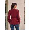 imageGRACE KARIN 2024 Womens Elegant Peplum Tops V Neck Tie Front Long Sleeve Shirts Tops BlouseWine Redl43