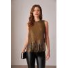 imageGRACE KARIN Sparkly Fringe Tops for Women Sleeveless Crewneck Tassel Sequin Tank Top Glitter Crop Party Shirt Cami OutfitBrown