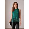 imageGRACE KARIN Sparkly Fringe Tops for Women Sleeveless Crewneck Tassel Sequin Tank Top Glitter Crop Party Shirt Cami OutfitDark Green