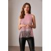 imageGRACE KARIN Sparkly Fringe Tops for Women Sleeveless Crewneck Tassel Sequin Tank Top Glitter Crop Party Shirt Cami OutfitPink