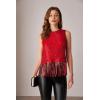 imageGRACE KARIN Sparkly Fringe Tops for Women Sleeveless Crewneck Tassel Sequin Tank Top Glitter Crop Party Shirt Cami OutfitRed