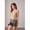 imageGRACE KARIN Sparkly Fringe Tops for Women Sleeveless Crewneck Tassel Sequin Tank Top Glitter Crop Party Shirt Cami OutfitRose Gold