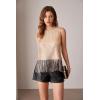 imageGRACE KARIN Sparkly Fringe Tops for Women Sleeveless Crewneck Tassel Sequin Tank Top Glitter Crop Party Shirt Cami OutfitRose Gold