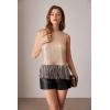 imageGRACE KARIN Sparkly Fringe Tops for Women Sleeveless Crewneck Tassel Sequin Tank Top Glitter Crop Party Shirt Cami OutfitRose Gold