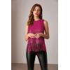 imageGRACE KARIN Sparkly Fringe Tops for Women Sleeveless Crewneck Tassel Sequin Tank Top Glitter Crop Party Shirt Cami OutfitRose Red