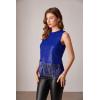 imageGRACE KARIN Sparkly Fringe Tops for Women Sleeveless Crewneck Tassel Sequin Tank Top Glitter Crop Party Shirt Cami OutfitRoyal Blue