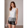 imageGRACE KARIN Sparkly Fringe Tops for Women Sleeveless Crewneck Tassel Sequin Tank Top Glitter Crop Party Shirt Cami OutfitSilver White