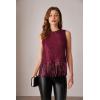 imageGRACE KARIN Sparkly Fringe Tops for Women Sleeveless Crewneck Tassel Sequin Tank Top Glitter Crop Party Shirt Cami OutfitWine Red