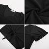 imageGRACE KARIN Womens 2025 Summer Tops Short Sleeve V Neck Basic T Shirts Dressy Casual Tie Front Tops Eyelet Blouses TunicBlack