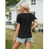imageGRACE KARIN Womens 2025 Summer Tops Short Sleeve V Neck Basic T Shirts Dressy Casual Tie Front Tops Eyelet Blouses TunicBlack