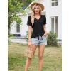 imageGRACE KARIN Womens 2025 Summer Tops Short Sleeve V Neck Basic T Shirts Dressy Casual Tie Front Tops Eyelet Blouses TunicBlack