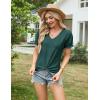 imageGRACE KARIN Womens 2025 Summer Tops Short Sleeve V Neck Basic T Shirts Dressy Casual Tie Front Tops Eyelet Blouses TunicDark Green