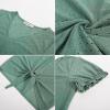 imageGRACE KARIN Womens 2025 Summer Tops Short Sleeve V Neck Basic T Shirts Dressy Casual Tie Front Tops Eyelet Blouses TunicGreen
