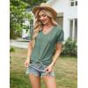 imageGRACE KARIN Womens 2025 Summer Tops Short Sleeve V Neck Basic T Shirts Dressy Casual Tie Front Tops Eyelet Blouses TunicGreen