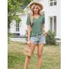 imageGRACE KARIN Womens 2025 Summer Tops Short Sleeve V Neck Basic T Shirts Dressy Casual Tie Front Tops Eyelet Blouses TunicGreen