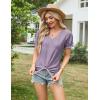 imageGRACE KARIN Womens 2025 Summer Tops Short Sleeve V Neck Basic T Shirts Dressy Casual Tie Front Tops Eyelet Blouses TunicGrey Purple