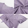 imageGRACE KARIN Womens 2025 Summer Tops Short Sleeve V Neck Basic T Shirts Dressy Casual Tie Front Tops Eyelet Blouses TunicGrey Purple