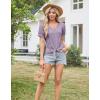 imageGRACE KARIN Womens 2025 Summer Tops Short Sleeve V Neck Basic T Shirts Dressy Casual Tie Front Tops Eyelet Blouses TunicGrey Purple