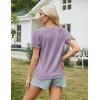 imageGRACE KARIN Womens 2025 Summer Tops Short Sleeve V Neck Basic T Shirts Dressy Casual Tie Front Tops Eyelet Blouses TunicGrey Purple