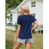 imageGRACE KARIN Womens 2025 Summer Tops Short Sleeve V Neck Basic T Shirts Dressy Casual Tie Front Tops Eyelet Blouses TunicNavy Blue