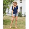 imageGRACE KARIN Womens 2025 Summer Tops Short Sleeve V Neck Basic T Shirts Dressy Casual Tie Front Tops Eyelet Blouses TunicNavy Blue