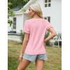 imageGRACE KARIN Womens 2025 Summer Tops Short Sleeve V Neck Basic T Shirts Dressy Casual Tie Front Tops Eyelet Blouses TunicPink