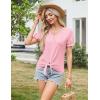 imageGRACE KARIN Womens 2025 Summer Tops Short Sleeve V Neck Basic T Shirts Dressy Casual Tie Front Tops Eyelet Blouses TunicPink