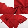 imageGRACE KARIN Womens 2025 Summer Tops Short Sleeve V Neck Basic T Shirts Dressy Casual Tie Front Tops Eyelet Blouses TunicRed