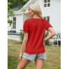 imageGRACE KARIN Womens 2025 Summer Tops Short Sleeve V Neck Basic T Shirts Dressy Casual Tie Front Tops Eyelet Blouses TunicRed