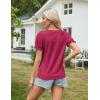 imageGRACE KARIN Womens 2025 Summer Tops Short Sleeve V Neck Basic T Shirts Dressy Casual Tie Front Tops Eyelet Blouses TunicRose Red