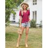 imageGRACE KARIN Womens 2025 Summer Tops Short Sleeve V Neck Basic T Shirts Dressy Casual Tie Front Tops Eyelet Blouses TunicRose Red