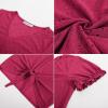 imageGRACE KARIN Womens 2025 Summer Tops Short Sleeve V Neck Basic T Shirts Dressy Casual Tie Front Tops Eyelet Blouses TunicRose Red