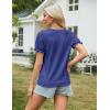 imageGRACE KARIN Womens 2025 Summer Tops Short Sleeve V Neck Basic T Shirts Dressy Casual Tie Front Tops Eyelet Blouses TunicRoyal Blue
