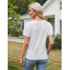 imageGRACE KARIN Womens 2025 Summer Tops Short Sleeve V Neck Basic T Shirts Dressy Casual Tie Front Tops Eyelet Blouses TunicWhite