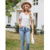 imageGRACE KARIN Womens 2025 Summer Tops Short Sleeve V Neck Basic T Shirts Dressy Casual Tie Front Tops Eyelet Blouses TunicWhite